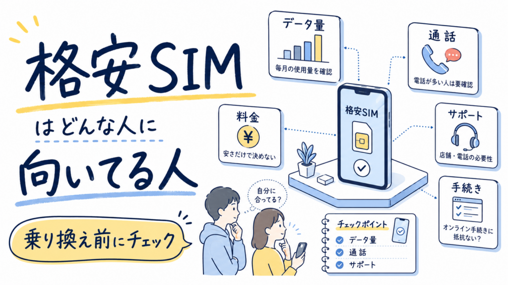 格安SIMが向いている人と申し込み前に確認したいポイントを整理したアイキャッチ画像